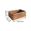 3pcs Hand-Woven Rattan Wicker Basket Fruit Tea Snack Bread Basket Cosmetic Rectangular Storage Box Household Kitchen Room Supply