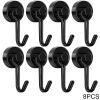 4/8/10pcs Magnetic Hook Powerful Heavy Duty Neodymium Magnet Hook Home Refrigerator Grill Kitchen Key Holder Black Multi-Purpose