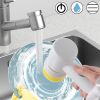 Electric Cleaning Brush Rechargeable Cleaner Handheld Bathtub 3 Brush Head Toilet Wash Brush Kitchen Bathroom Sink Cleaner Tool